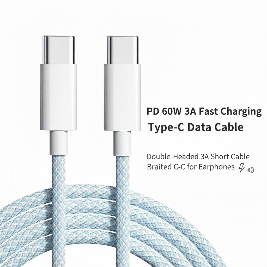 Braided PD 60W Type-C To Type-C Premium Fast Charge Data Cable For IPhone And Samsung
