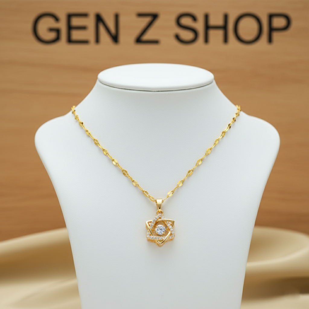 Star Girl Gold-Plated with American Diamonds Stylish Necklace
